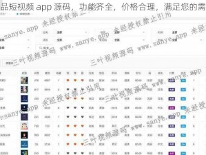 成品短视频 app 源码，功能齐全，价格合理，满足您的需求