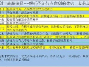 热血江湖手游：剑士转职抉择——解析圣剑与夺命剑的优劣，助你明智选择职业方向