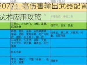 赛博朋克2077：高伤害输出武器配置指南——枪支优化与战术应用攻略