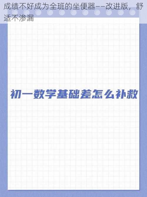 成绩不好成为全班的坐便器——改进版，舒适不渗漏