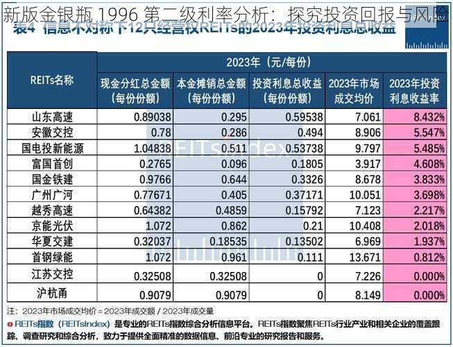 新版金银瓶 1996 第二级利率分析：探究投资回报与风险