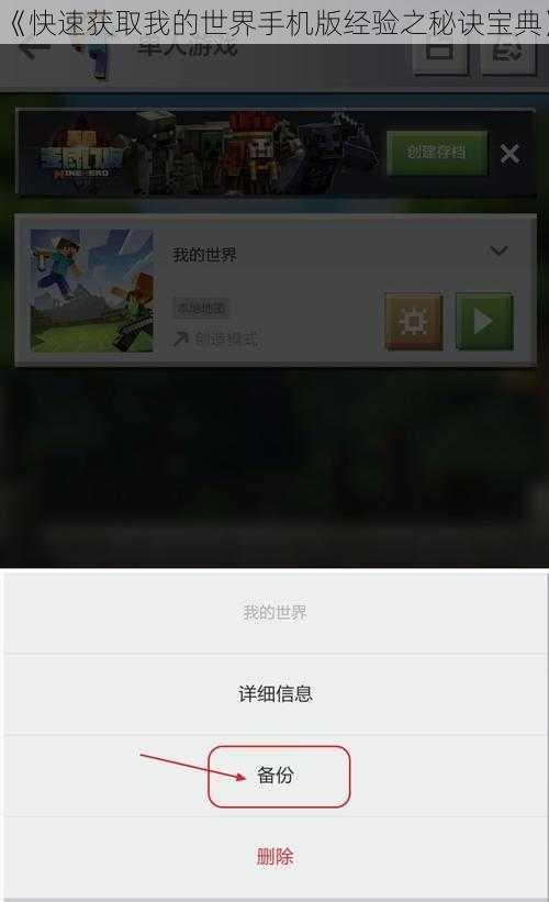 《快速获取我的世界手机版经验之秘诀宝典》