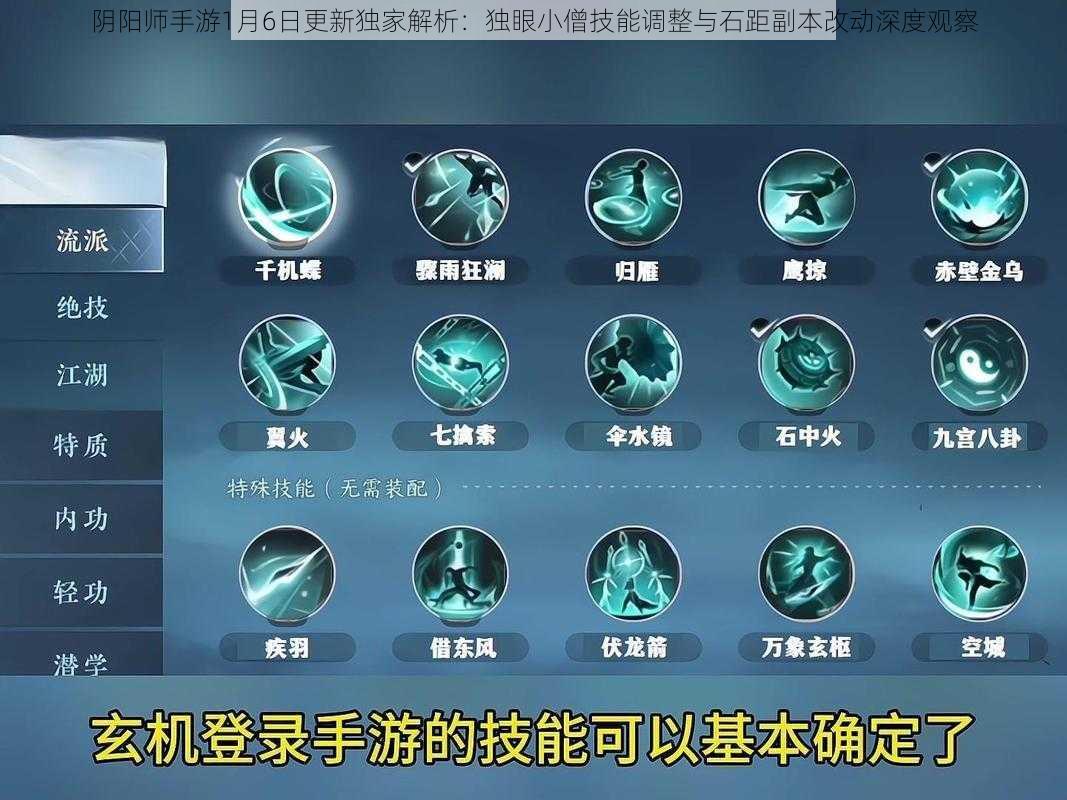 阴阳师手游1月6日更新独家解析：独眼小僧技能调整与石距副本改动深度观察