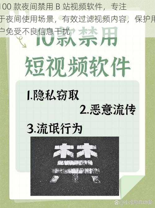 100 款夜间禁用 B 站视频软件，专注于夜间使用场景，有效过滤视频内容，保护用户免受不良信息干扰