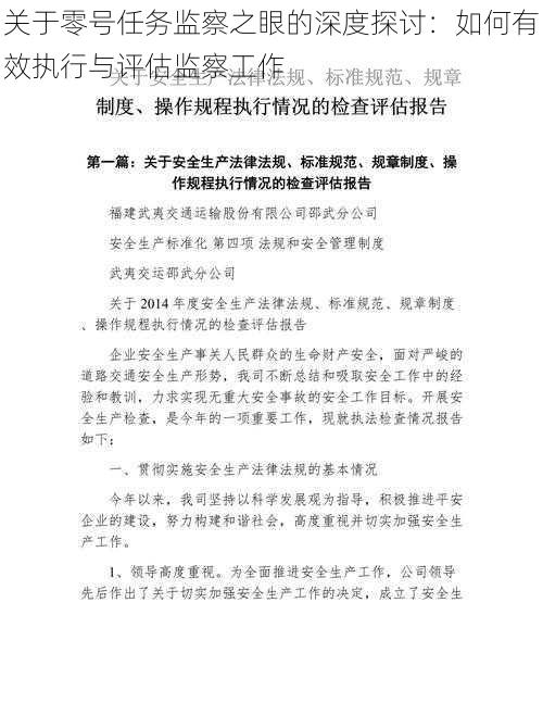 关于零号任务监察之眼的深度探讨：如何有效执行与评估监察工作