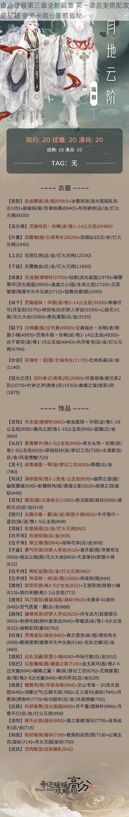 奇迹暖暖第三章全新篇章 第一章完美搭配攻略秘籍 全关卡高分策略揭秘