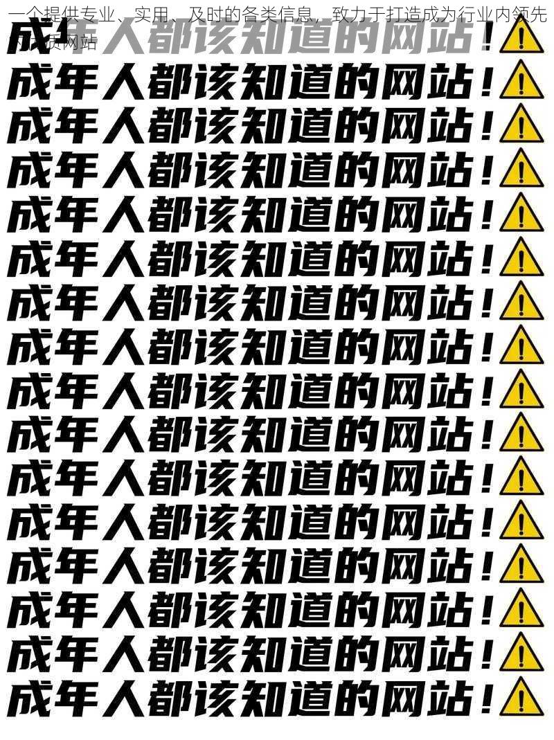 一个提供专业、实用、及时的各类信息，致力于打造成为行业内领先的优质网站