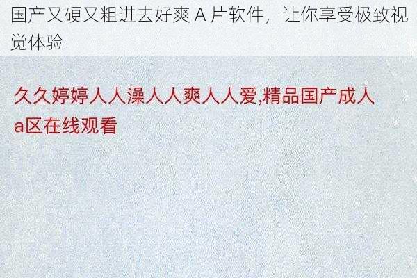 国产又硬又粗进去好爽 A 片软件，让你享受极致视觉体验