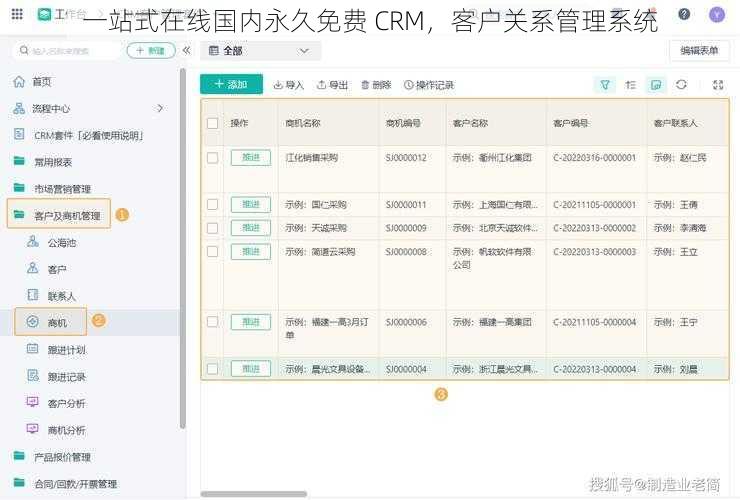 一站式在线国内永久免费 CRM，客户关系管理系统