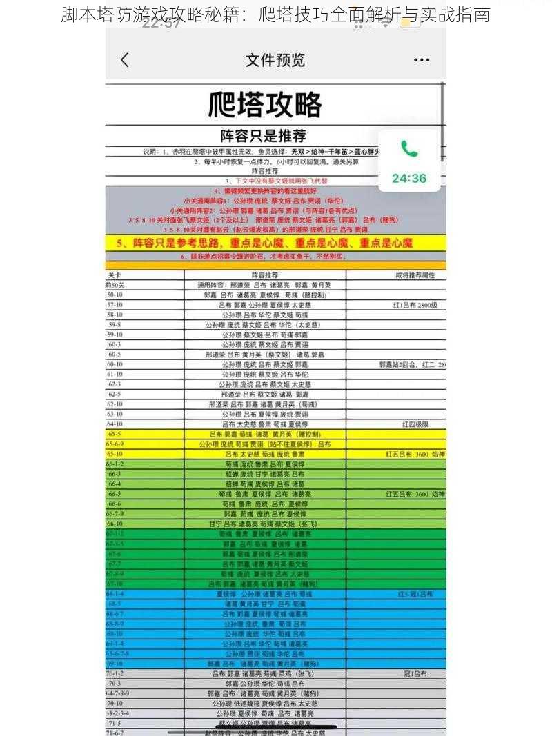 脚本塔防游戏攻略秘籍：爬塔技巧全面解析与实战指南