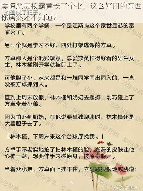 震惊恶毒校霸竟长了个批，这么好用的东西你居然还不知道？