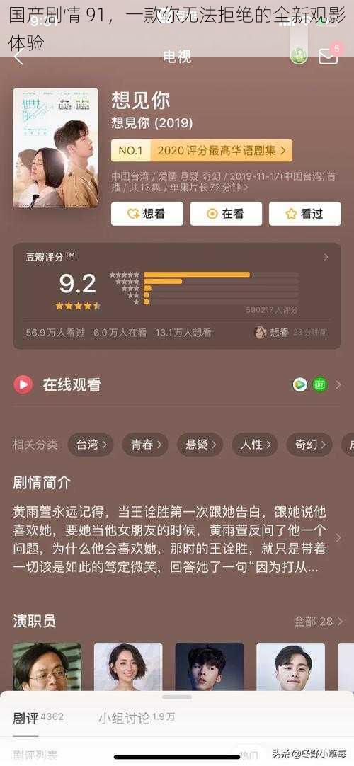 国产剧情 91，一款你无法拒绝的全新观影体验