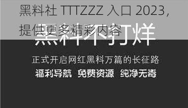 黑料社 TTTZZZ 入口 2023，提供更多精彩内容