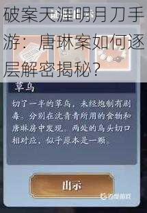 破案天涯明月刀手游：唐琳案如何逐层解密揭秘？