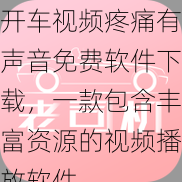 开车视频疼痛有声音免费软件下载，一款包含丰富资源的视频播放软件