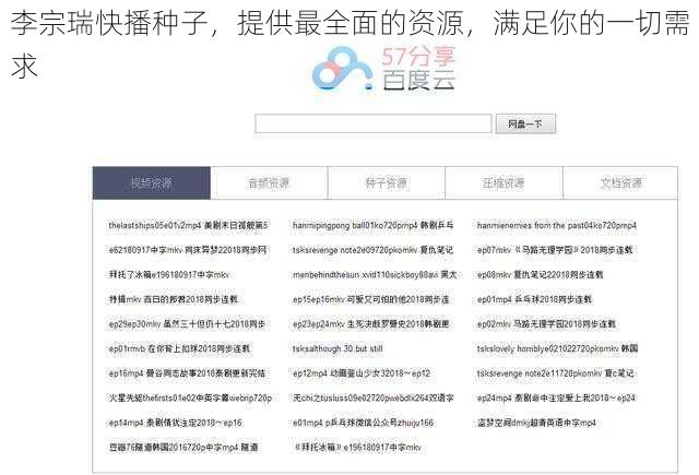 李宗瑞快播种子，提供最全面的资源，满足你的一切需求