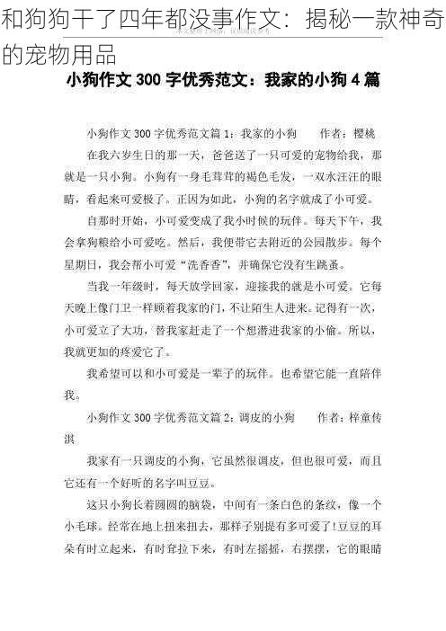 和狗狗干了四年都没事作文：揭秘一款神奇的宠物用品