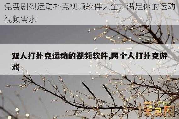 免费剧烈运动扑克视频软件大全，满足你的运动视频需求