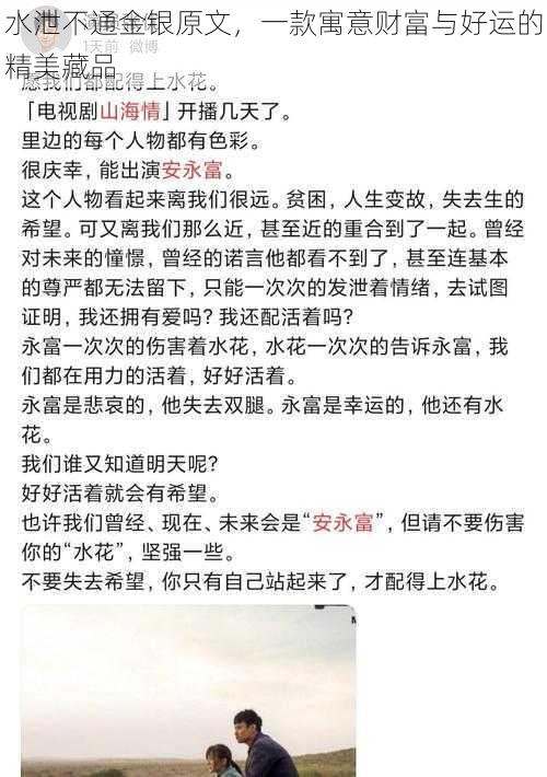 水泄不通金银原文，一款寓意财富与好运的精美藏品