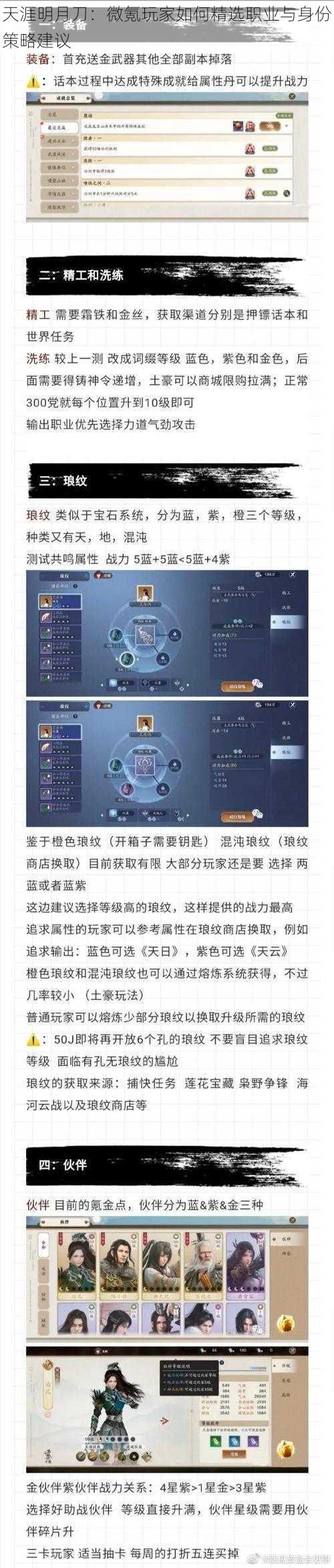 天涯明月刀：微氪玩家如何精选职业与身份策略建议