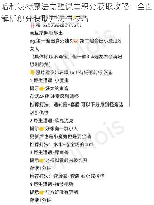 哈利波特魔法觉醒课堂积分获取攻略：全面解析积分获取方法与技巧