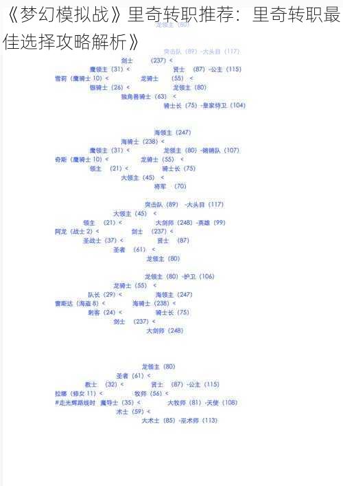 《梦幻模拟战》里奇转职推荐：里奇转职最佳选择攻略解析》