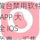 黄台禁用软件 APP 大全 IOS 免费——汇集各种类型的 APP，满足你的所有需求