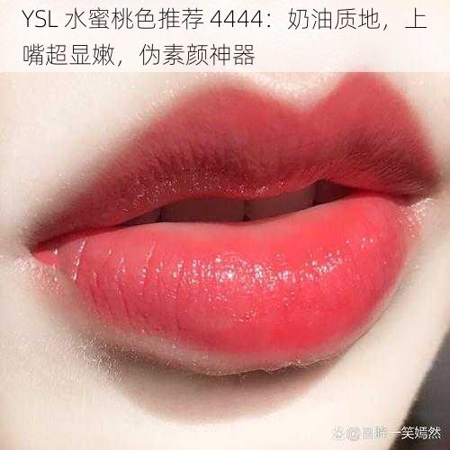 YSL 水蜜桃色推荐 4444：奶油质地，上嘴超显嫩，伪素颜神器