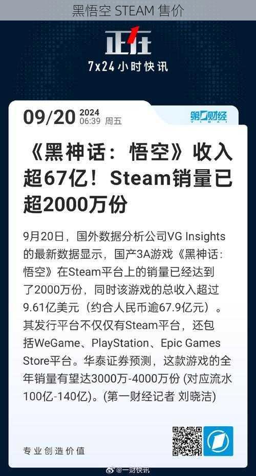 黑悟空 STEAM 售价