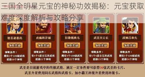 三国全明星元宝的神秘功效揭秘：元宝获取难度深度解析与攻略分享