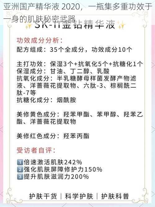 亚洲国产精华液 2020，一瓶集多重功效于一身的肌肤秘密武器