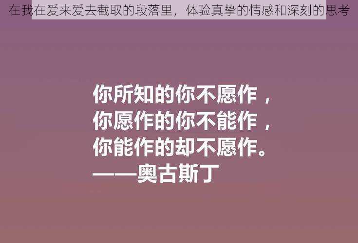 在我在爱来爱去截取的段落里，体验真挚的情感和深刻的思考