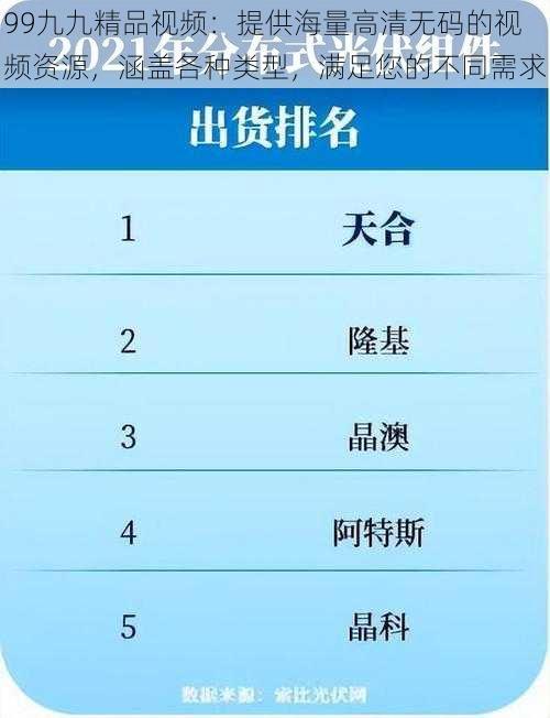 99九九精品视频：提供海量高清无码的视频资源，涵盖各种类型，满足您的不同需求