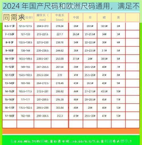 2024 年国产尺码和欧洲尺码通用，满足不同需求