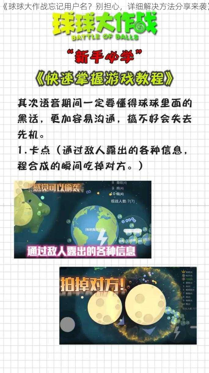 《球球大作战忘记用户名？别担心，详细解决方法分享来袭》