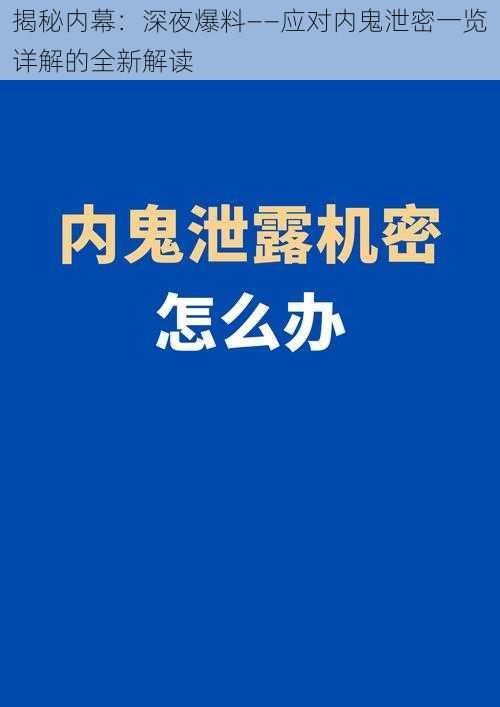 揭秘内幕：深夜爆料——应对内鬼泄密一览详解的全新解读