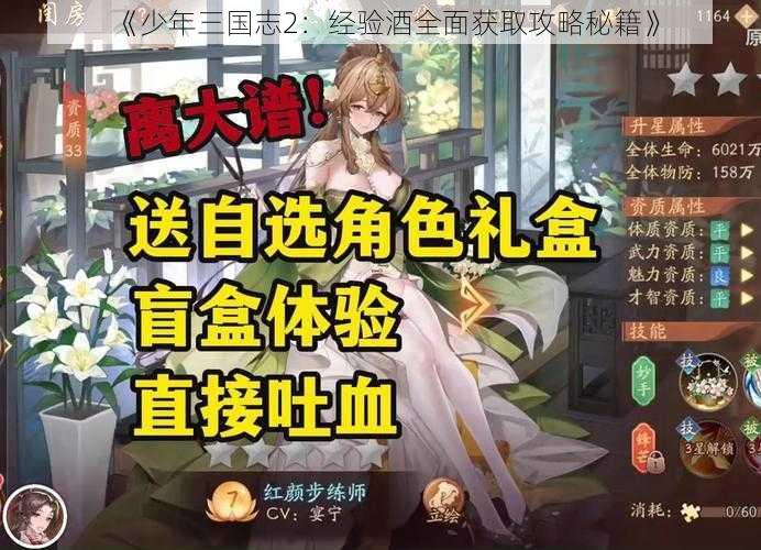 《少年三国志2：经验酒全面获取攻略秘籍》