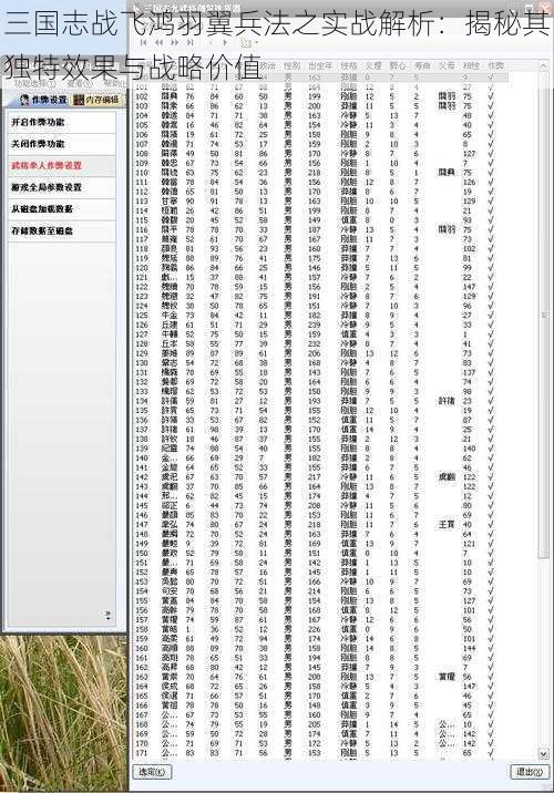 三国志战飞鸿羽翼兵法之实战解析：揭秘其独特效果与战略价值