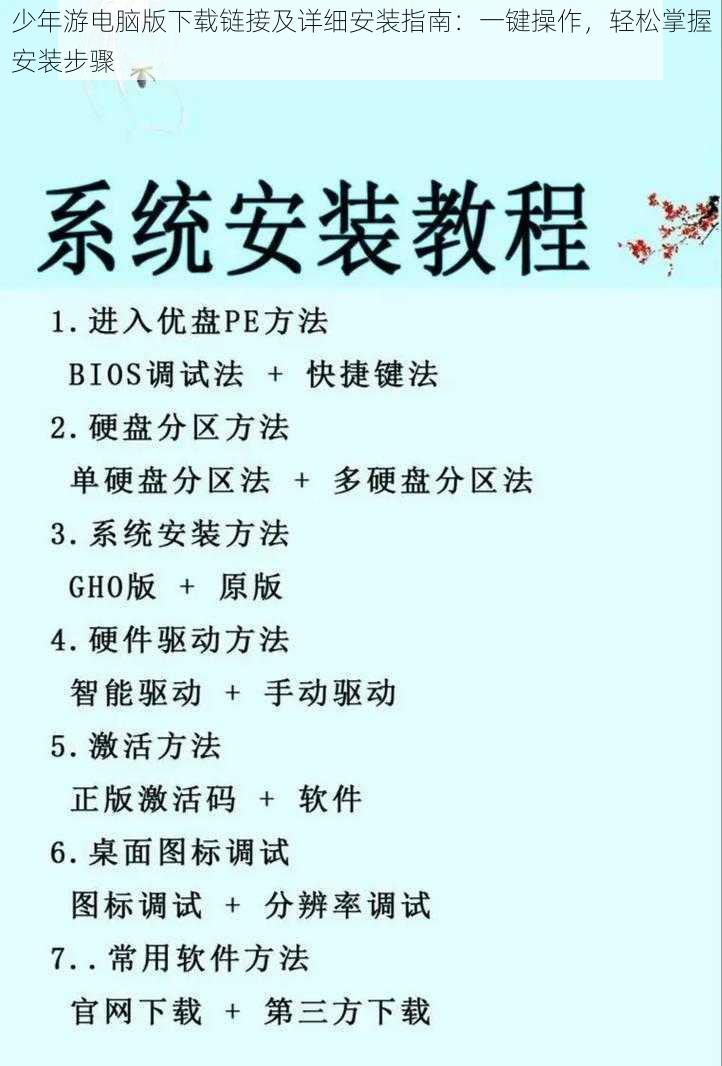 少年游电脑版下载链接及详细安装指南：一键操作，轻松掌握安装步骤