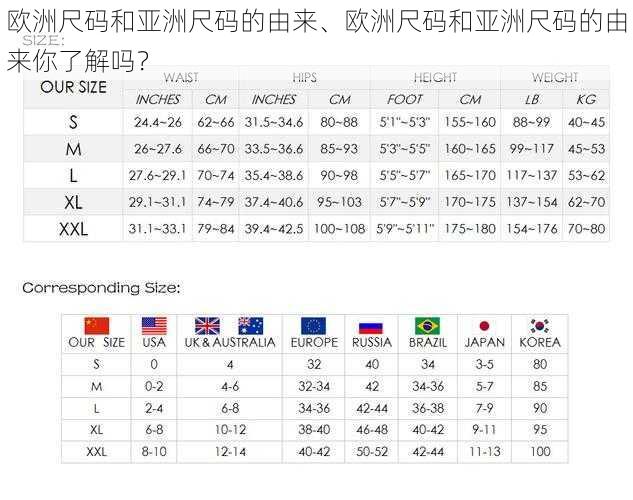 欧洲尺码和亚洲尺码的由来、欧洲尺码和亚洲尺码的由来你了解吗？