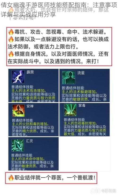 倩女幽魂手游医师技能搭配指南：注意事项详解与实战应用分享