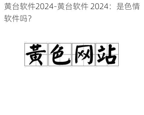 黄台软件2024-黄台软件 2024：是色情软件吗？