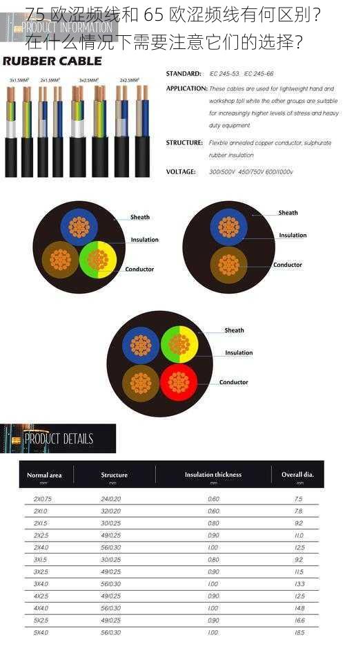 75 欧涩频线和 65 欧涩频线有何区别？在什么情况下需要注意它们的选择？