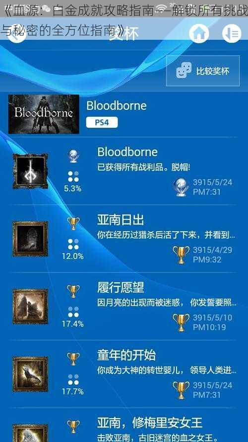 《血源：白金成就攻略指南——解锁所有挑战与秘密的全方位指南》