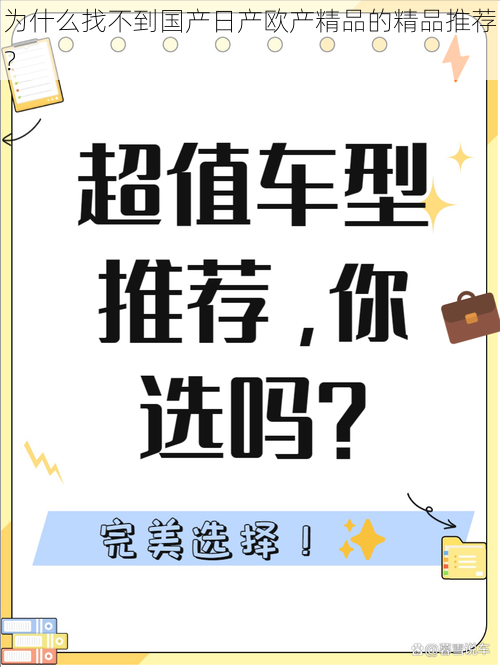 为什么找不到国产日产欧产精品的精品推荐？