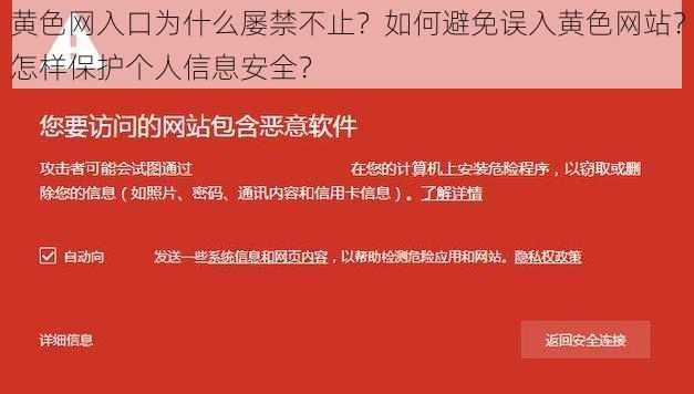 黄色网入口为什么屡禁不止？如何避免误入黄色网站？怎样保护个人信息安全？