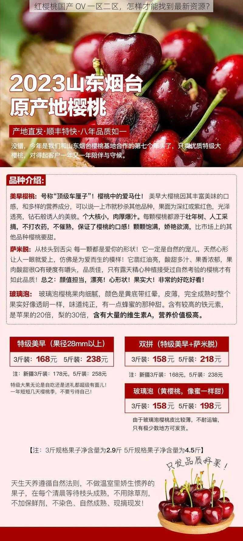 红樱桃国产 OV 一区二区，怎样才能找到最新资源？