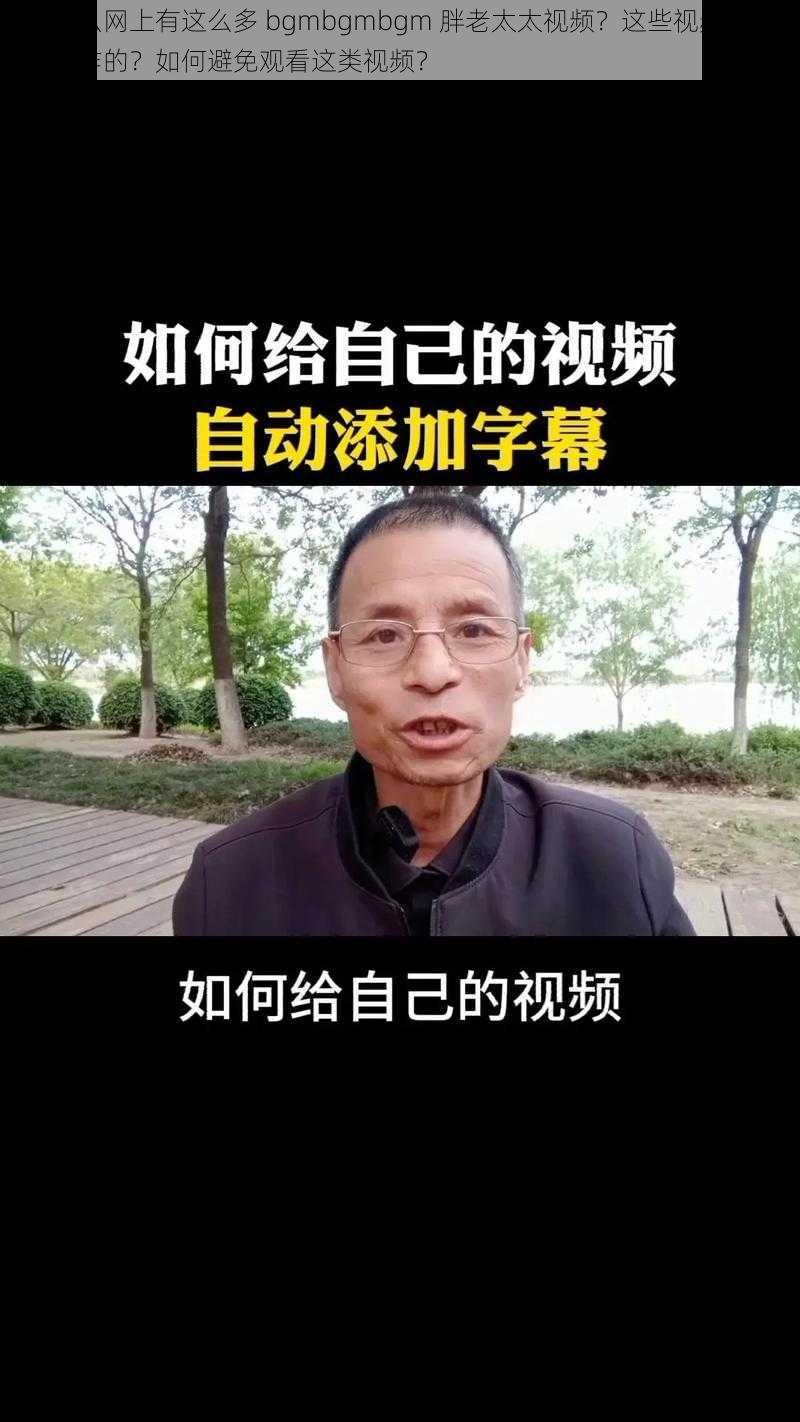 为什么网上有这么多 bgmbgmbgm 胖老太太视频？这些视频是如何制作的？如何避免观看这类视频？