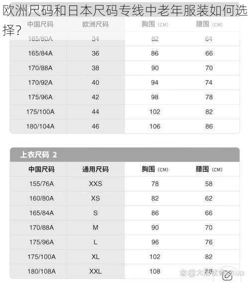 欧洲尺码和日本尺码专线中老年服装如何选择？