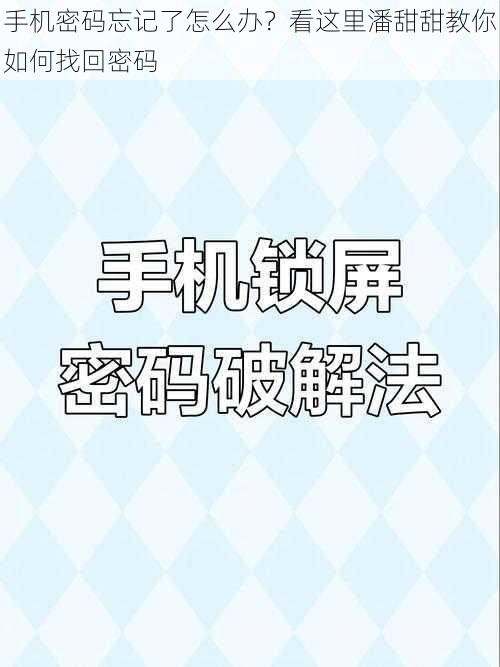 手机密码忘记了怎么办？看这里潘甜甜教你如何找回密码